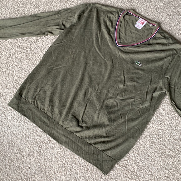 Long Sleeve V-Neck Thin Sweater Lacoste - Size 6 - Gently Worn - Picture 4 of 7